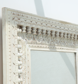 Mellor Mango wood Carving Mirror Frame – White Finish