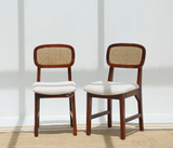Vandor Sheesham Wood Dining Chair with Cane Back & Cushioned Seat (Honey Finish , One Pcs)