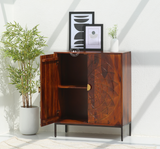 Soul Wooden Cabinet – 2 Door Sheesham Wood Storage Cabinet in Honey Finish