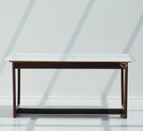 Clover 6 Seater Sheesham Wood Dining Table with Marble Top - Teak Finish