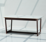 Clover 6 Seater Sheesham Wood Dining Table with Marble Top - Teak Finish