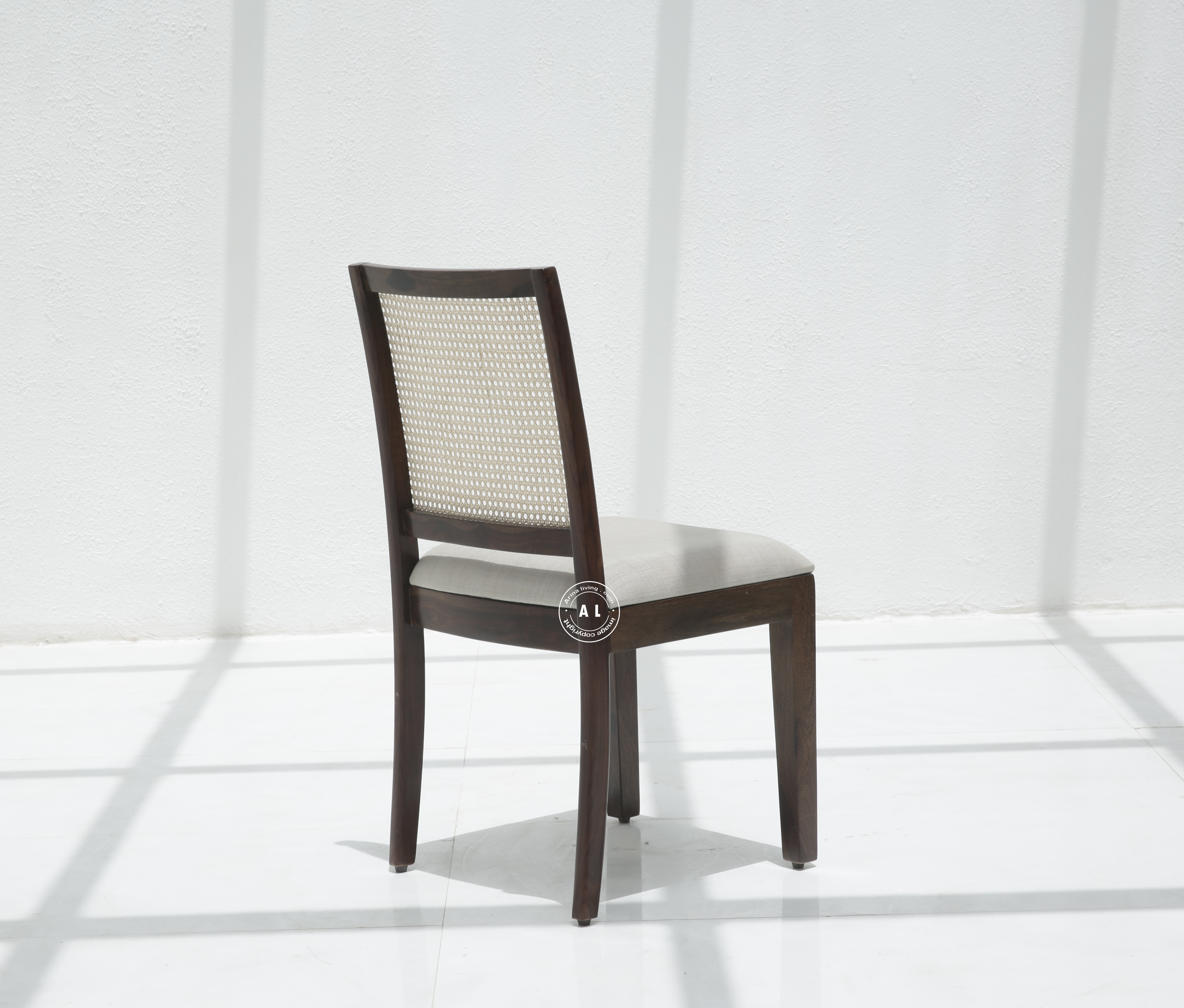 Scotts Mango Wood Dining Chair with Cane Back & Cushioned Seat – Walnut Finish , Single Piece Arina Living
