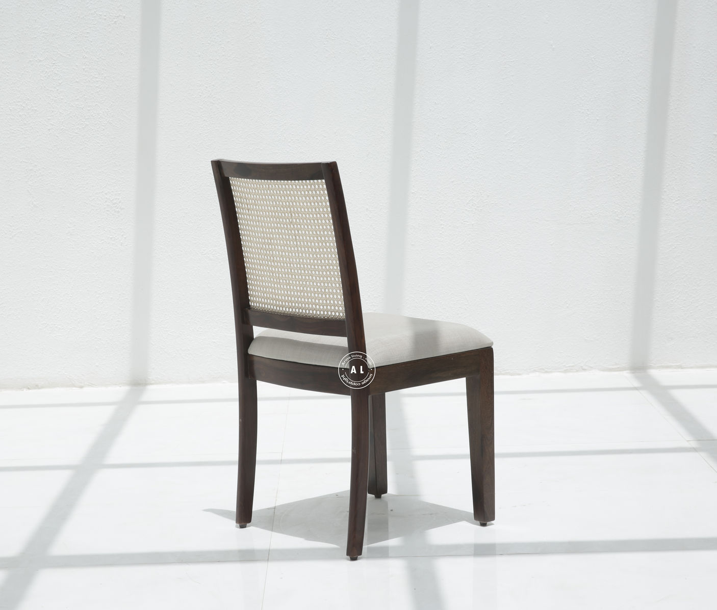 Scotts Mango Wood Dining Chair with Cane Back & Cushioned Seat – Walnut Finish