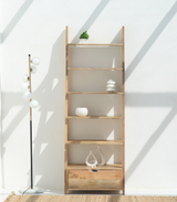 Cardine Mango wood Ladder Bookcase With 1 Drawer - Natural finish