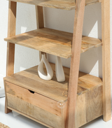 Cardine Mango wood Ladder Bookcase With 1 Drawer - Natural finish