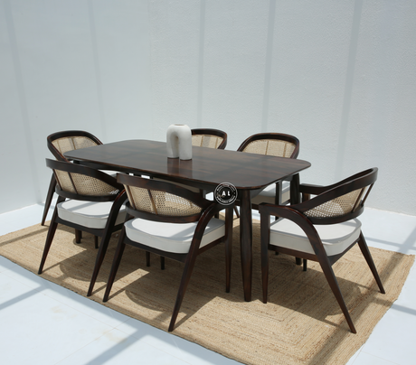 Sheesham Wood 6 Seater Dining Table – Only Table , Walnut Finish Arina Living
