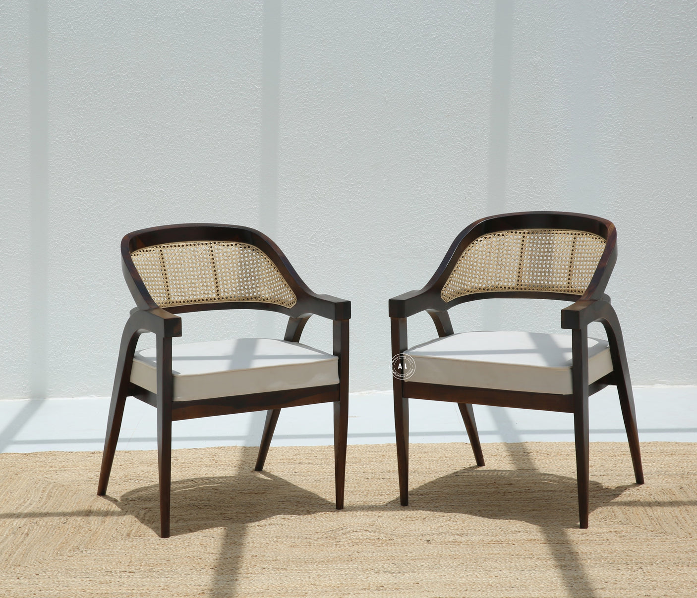 Logist Wooden Dining Chair in Sheesham Wood & Cane (Walnut Finish , One Pcs)