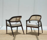 Logist Wooden Dining Chair in Sheesham Wood & Cane (Walnut Finish , One Pcs)
