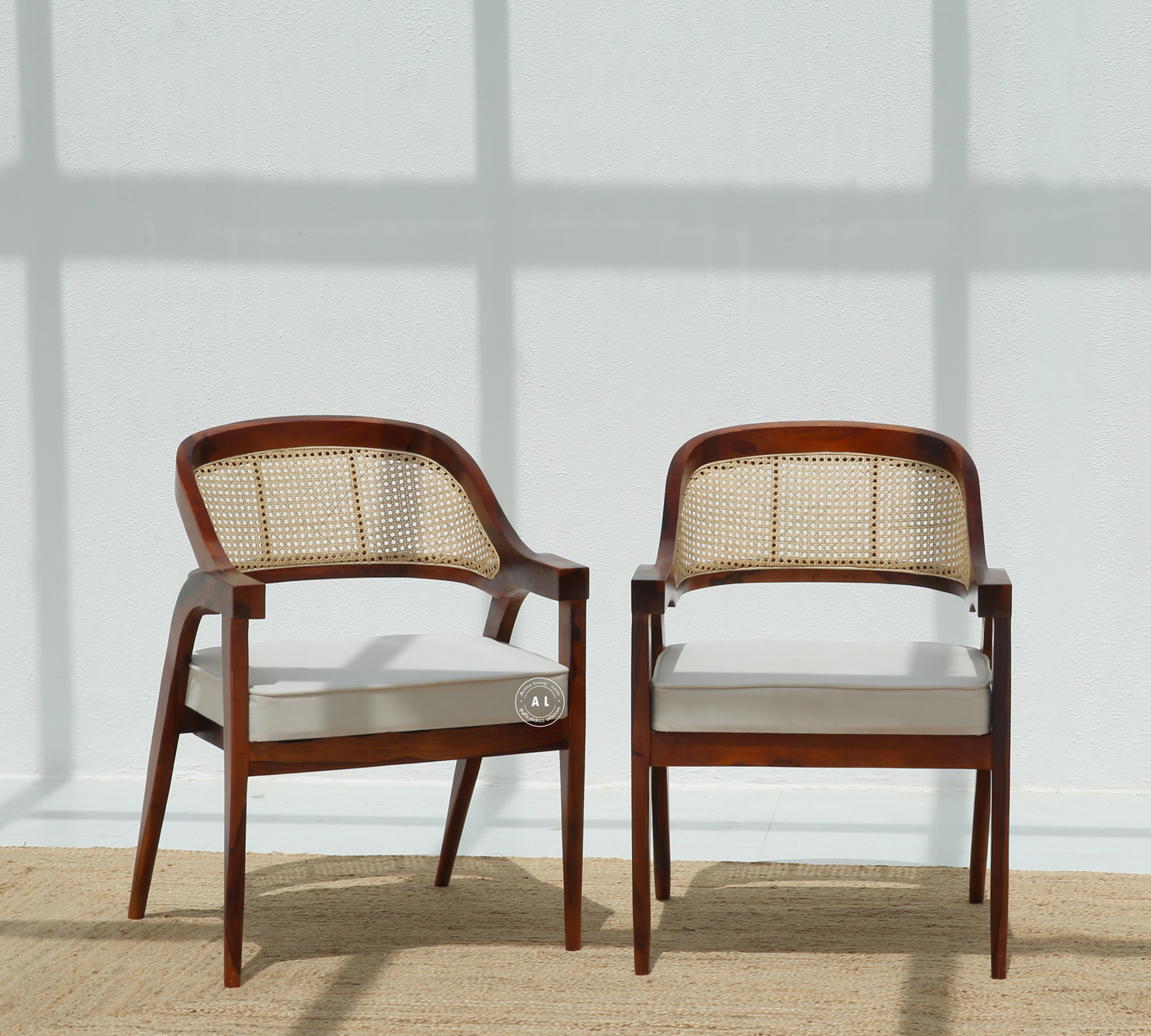 Logist Wooden Dining Chair in Sheesham Wood & Cane (Honey Finish , One Pcs)