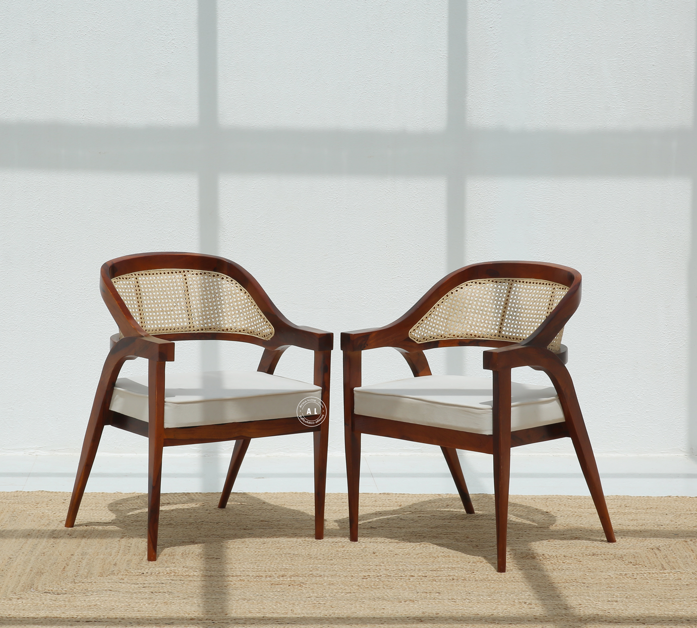 Logist Wooden Dining Chair in Sheesham Wood & Cane (Honey Finish , One Pcs)