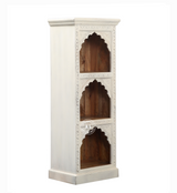 Ethos Mango Wood 3 Arch Book Shelf with Hand-Carved Design – White Finish Arinaliving