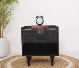 Solid Mango Wood Bedside Table with Drawer - Black finish