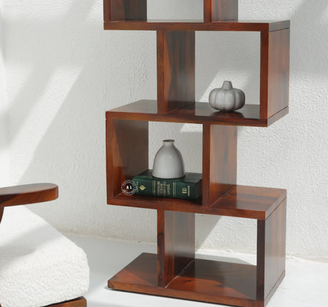 Moxie Sheesham Wood Bookshelf - Honey Finish Arina Living