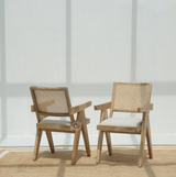 Max Mango Wood Dining Chair with Cane Back & Cushioned Seat – Natural Finish (1 Piece)