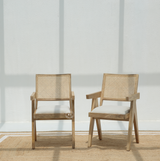 Max Mango Wood Dining Chair with Cane Back & Cushioned Seat – Natural Finish (1 Piece)