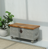 Benett Solid Mango Wood Carved Trunk Box