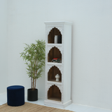 Ethos Mango Wood Book Shelf with Hand-Carved Design – White Finish