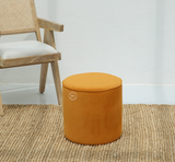 Velvet round Pouf - Chestnut Brown