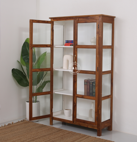Winter Teak Wood Display Cabinet - Natural finish Arina Living