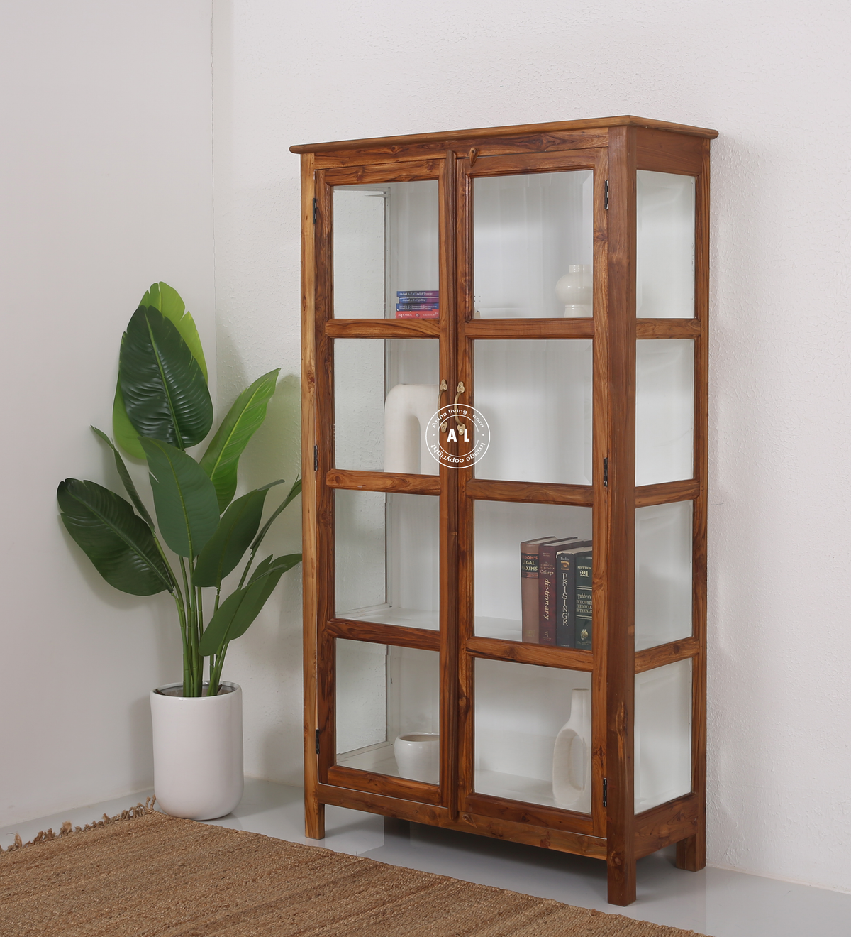 Winter Teak Wood Display Cabinet - Natural finish Arina Living