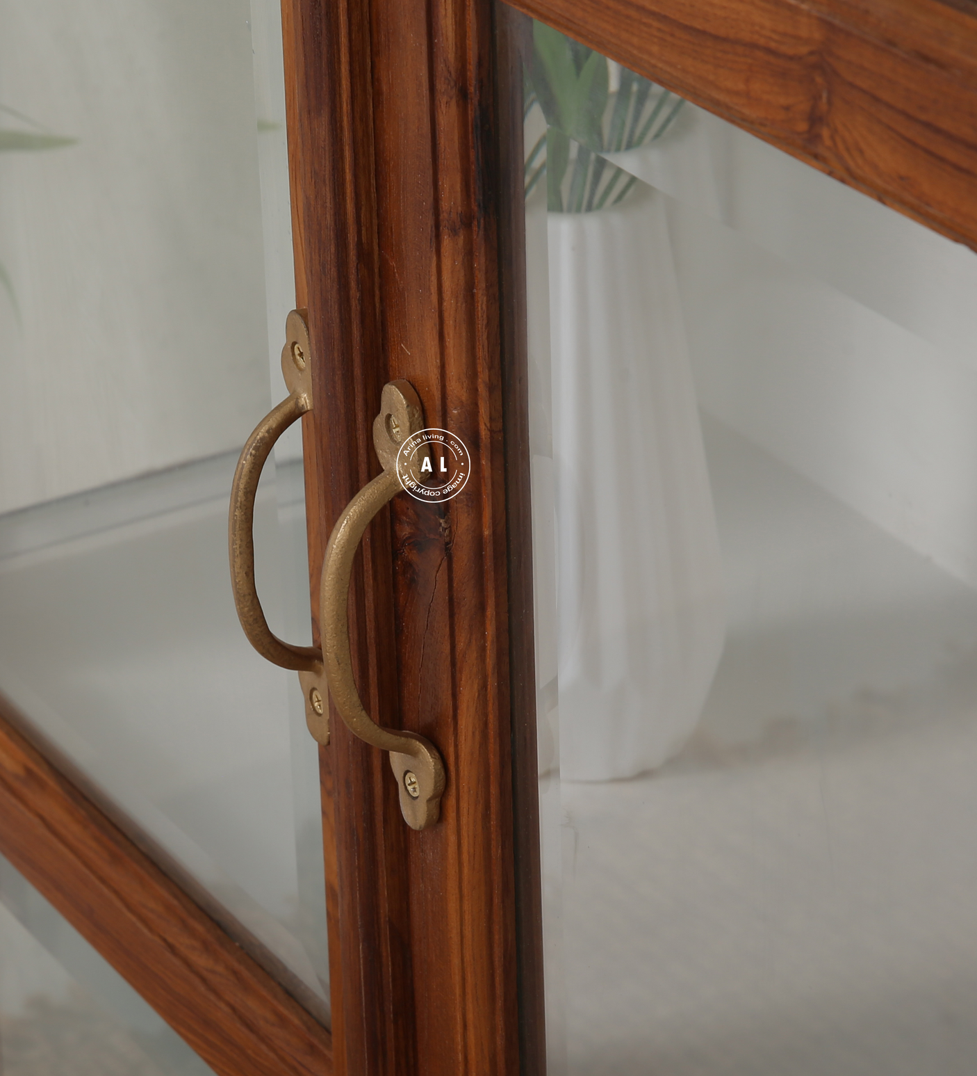 Winter Teak Wood Display Cabinet - Natural finish