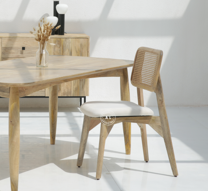Hemel Solid Mango Wood Dining Chair - Natural finish , one pcs Arina Living