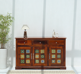 Brio Wooden Storage Cabinet | Solid Sheesham Wood Cabinet in Honey Finish