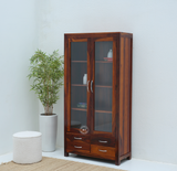 Titan Sheesham Wood Display Shelf with 2 Door & 4 Drawer – Honey Finish