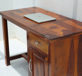 Cortex Sheesham Wood Study Table with Drawer & Door – Honey Finish