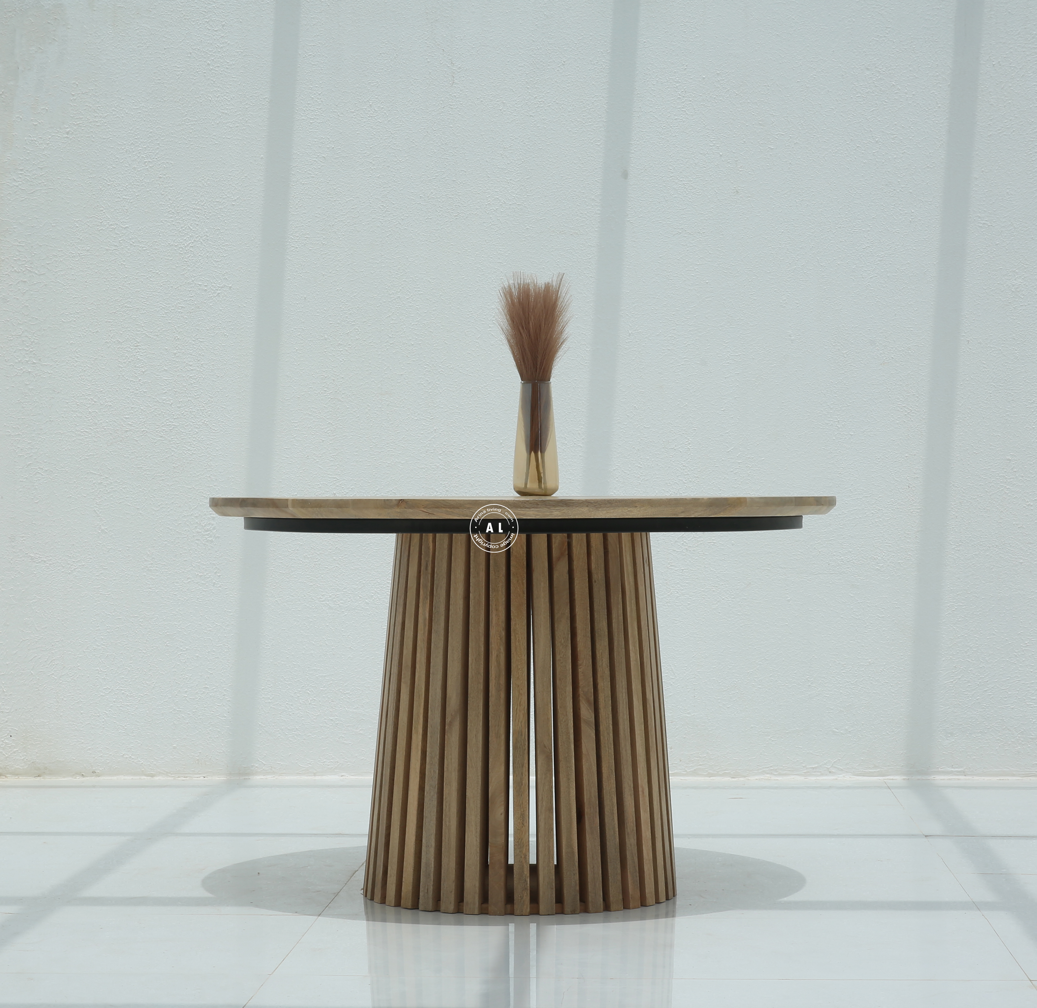 Nestor Mango Wood Round Dining Table – Natural Finish Arina Living