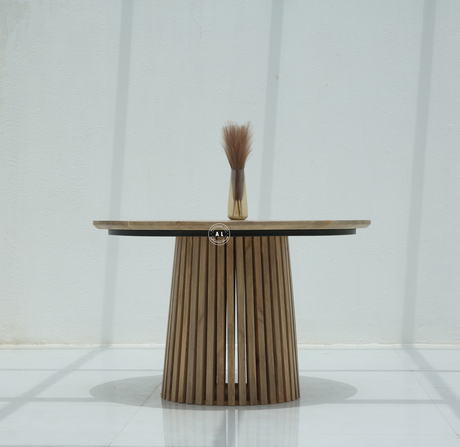 Nestor Mango Wood Round Dining Table – Natural Finish Arina Living