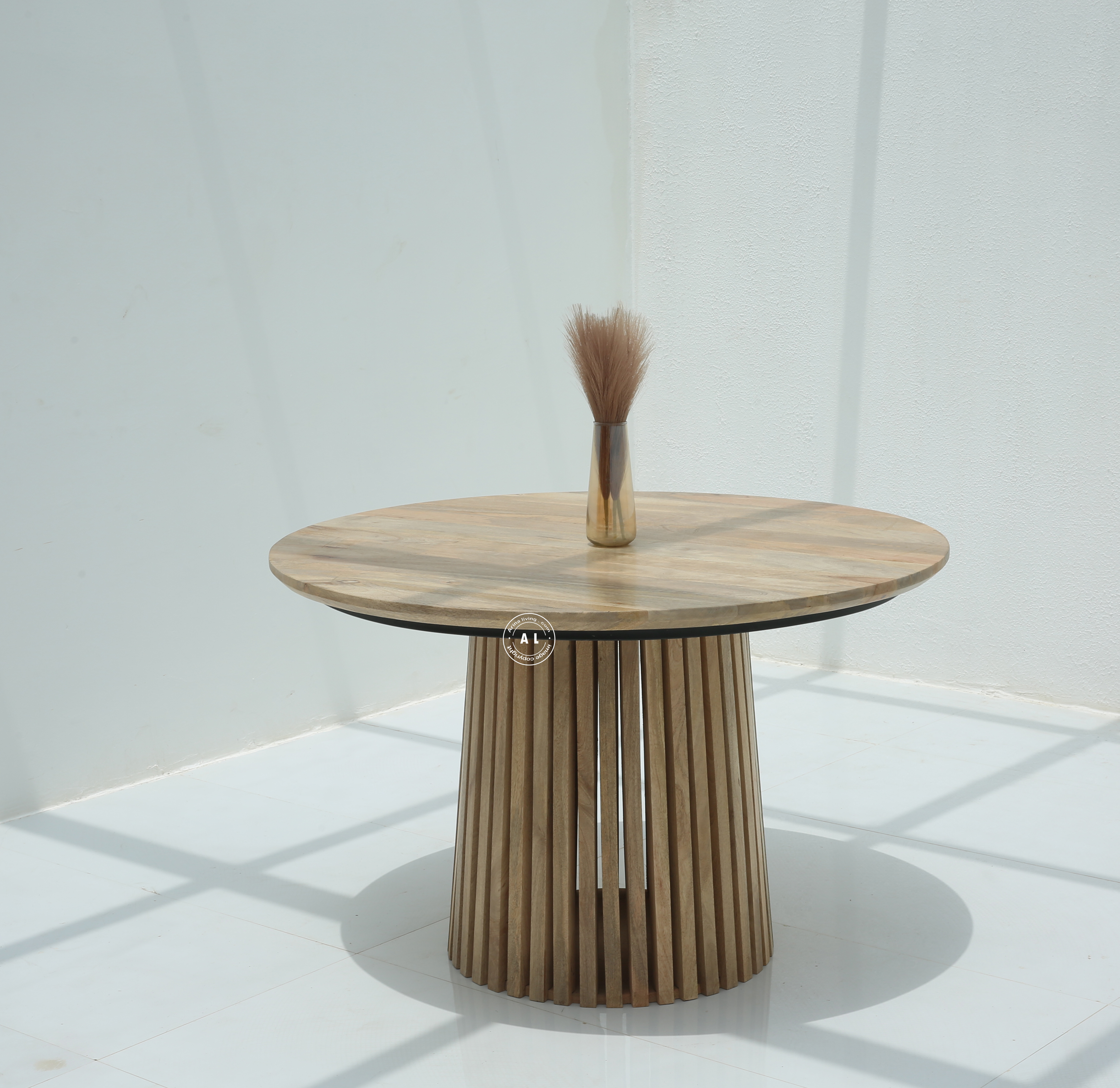 Nestor Mango Wood Round Dining Table – Natural Finish Arina Living