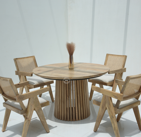 Nestor Mango Wood Round Dining Table – Natural Finish Arina Living
