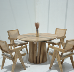 Nestor Mango Wood Round Dining Table – Natural Finish Arina Living