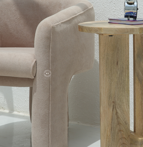 Trigon Wooden Arm Chair – Velvet Upholstered Modern Lounge Chair for Living Room Arina Living
