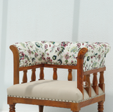 Nexus Mango Wood Arm Chair with Back Rest – Cotton Upholstered Accent Chair