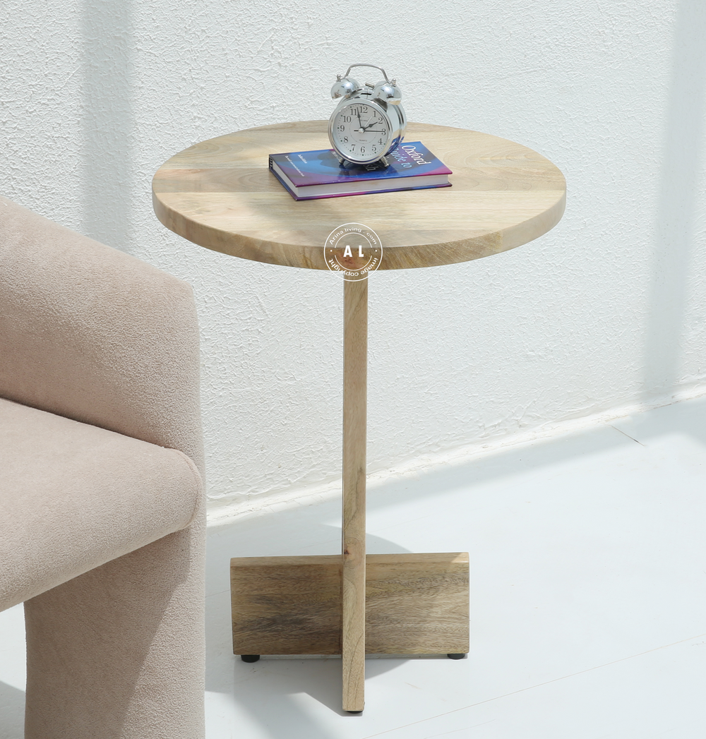Suffy Mango Wood Side Table – Natural Finish Arina Living