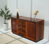 Vector Sheesham Wood Cabinet with 2 Doors & 4 Drawers - Honey Finish