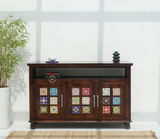 Brio 3 Door Sheesham Wood Sideboard & Cabinet - Walnut Finish