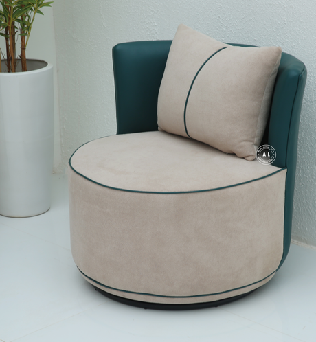 Revolving Arm Chair – 360° Swivel, Bouclé Cream Upholstery Arina Living