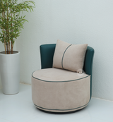 Revolving Arm Chair – 360 Swivel, Boucle Cream Upholstery