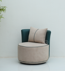 Revolving Arm Chair – 360° Swivel, Bouclé Cream Upholstery Arina Living