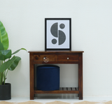 Anchor Sheesham Wood Console Table with Drawers & Shelf – Walnut Finish