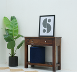 Anchor Sheesham Wood Console Table with Drawers & Shelf – Walnut Finish