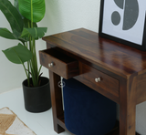Anchor Sheesham Wood Console Table with Drawers & Shelf – Walnut Finish