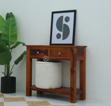 Anchor Wooden Console Table in Honey Finish | Sheesham Wood Entryway Table with Drawers