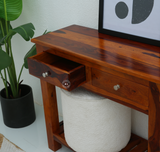 Anchor Wooden Console Table in Honey Finish | Sheesham Wood Entryway Table with Drawers