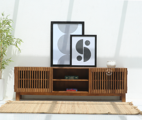 Heritage Mango Wood TV Unit - Honey Finish Arina Living
