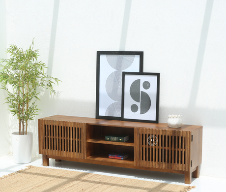Heritage Mango Wood TV Unit - Honey Finish Arina Living