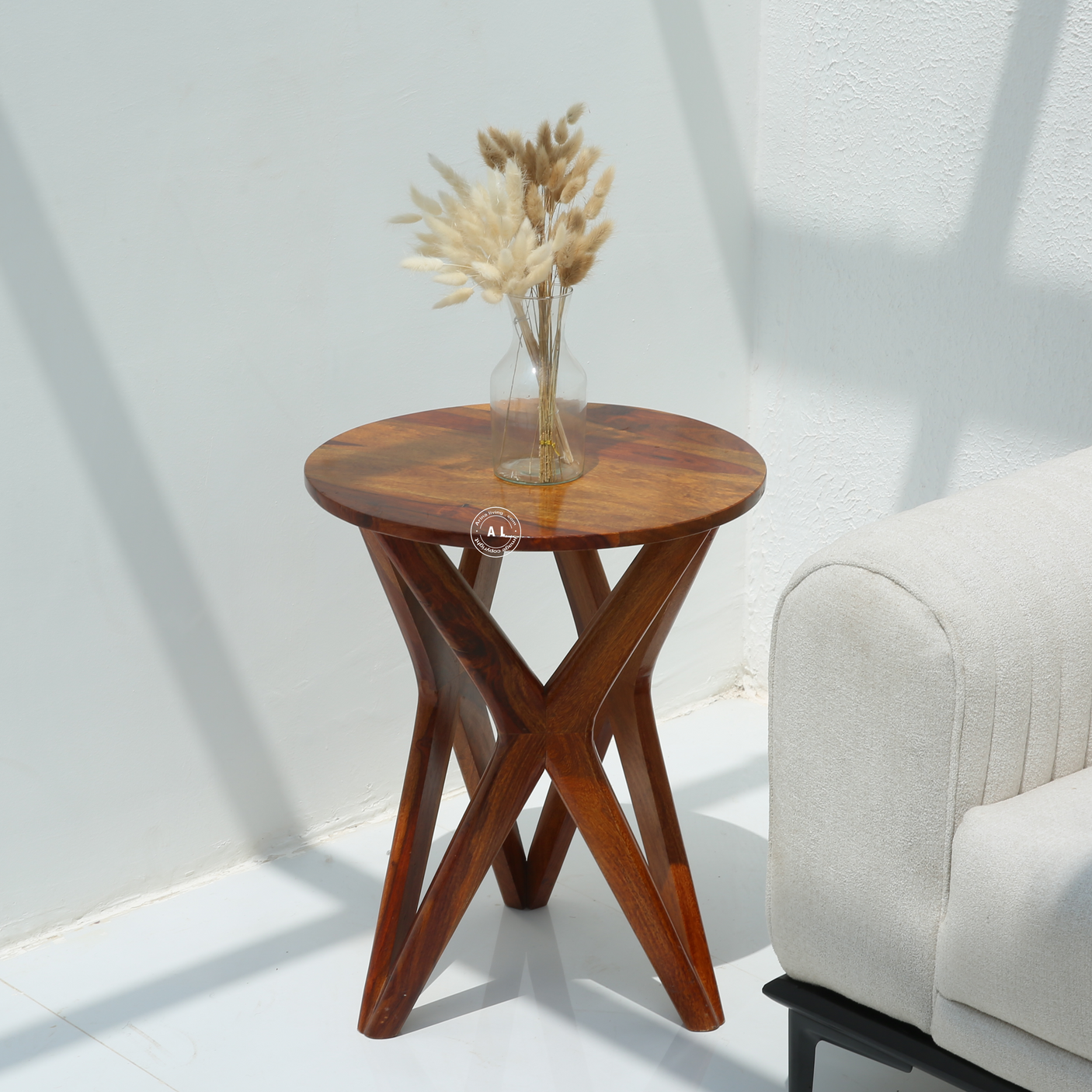 Rovix Sheesham Wood Side Table - Honey Finish